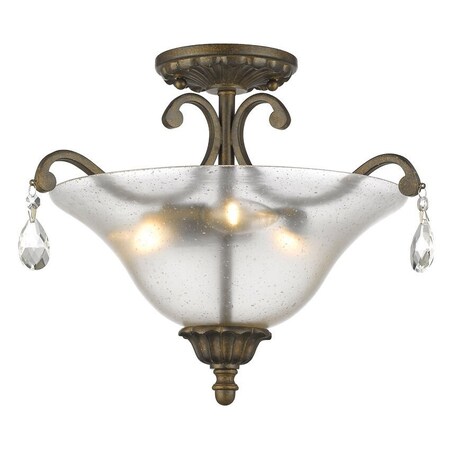Z-Lite Melina 3 Light Semi Flush Mount, Golden Bronze And Cognac Seedy 720SF3-GB
